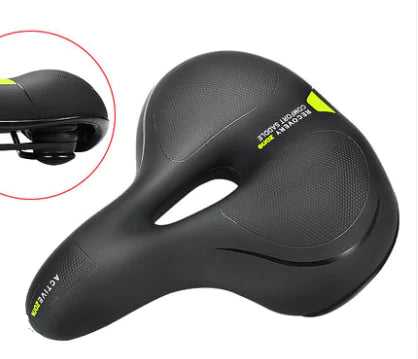Bicycle saddle, supplier Black / Spherical option, yellow-green accents shown