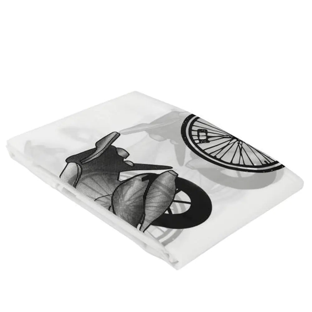 White printed PEVA bicycle storage cover