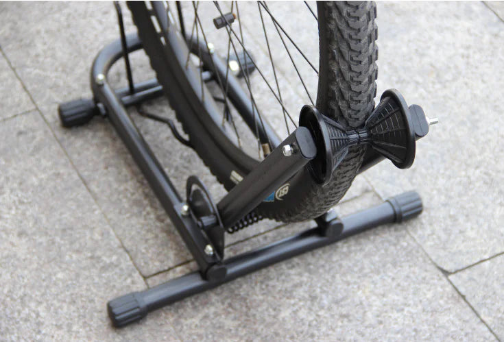 Supplier photo of black folding bicycle parking stand