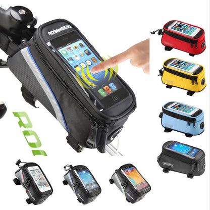 Bicycle Front Frame Bag with Touchscreen Phone Holder