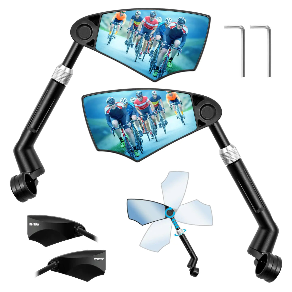 EMERK Adjustable Handlebar Bike Mirrors – Pair