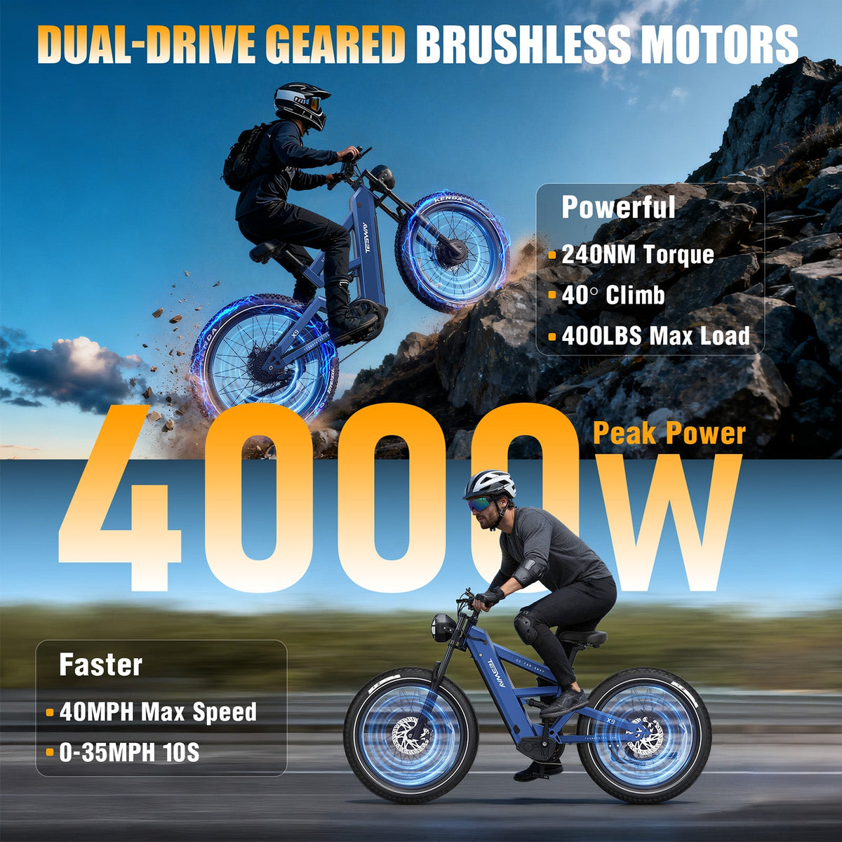 TESWAY X9 Ultra electric bike hydraulic brake detail