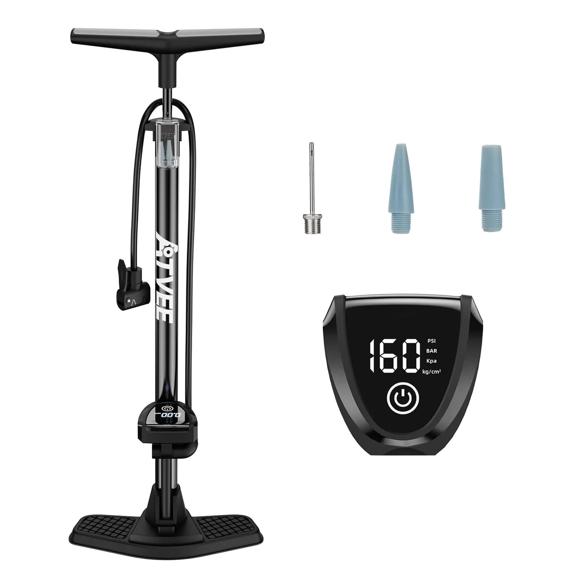 Bike Pump with Electronic Screen 25” Height Full Size Bicycle Pump with 160 PSI High Pressure Bike tire Pump with