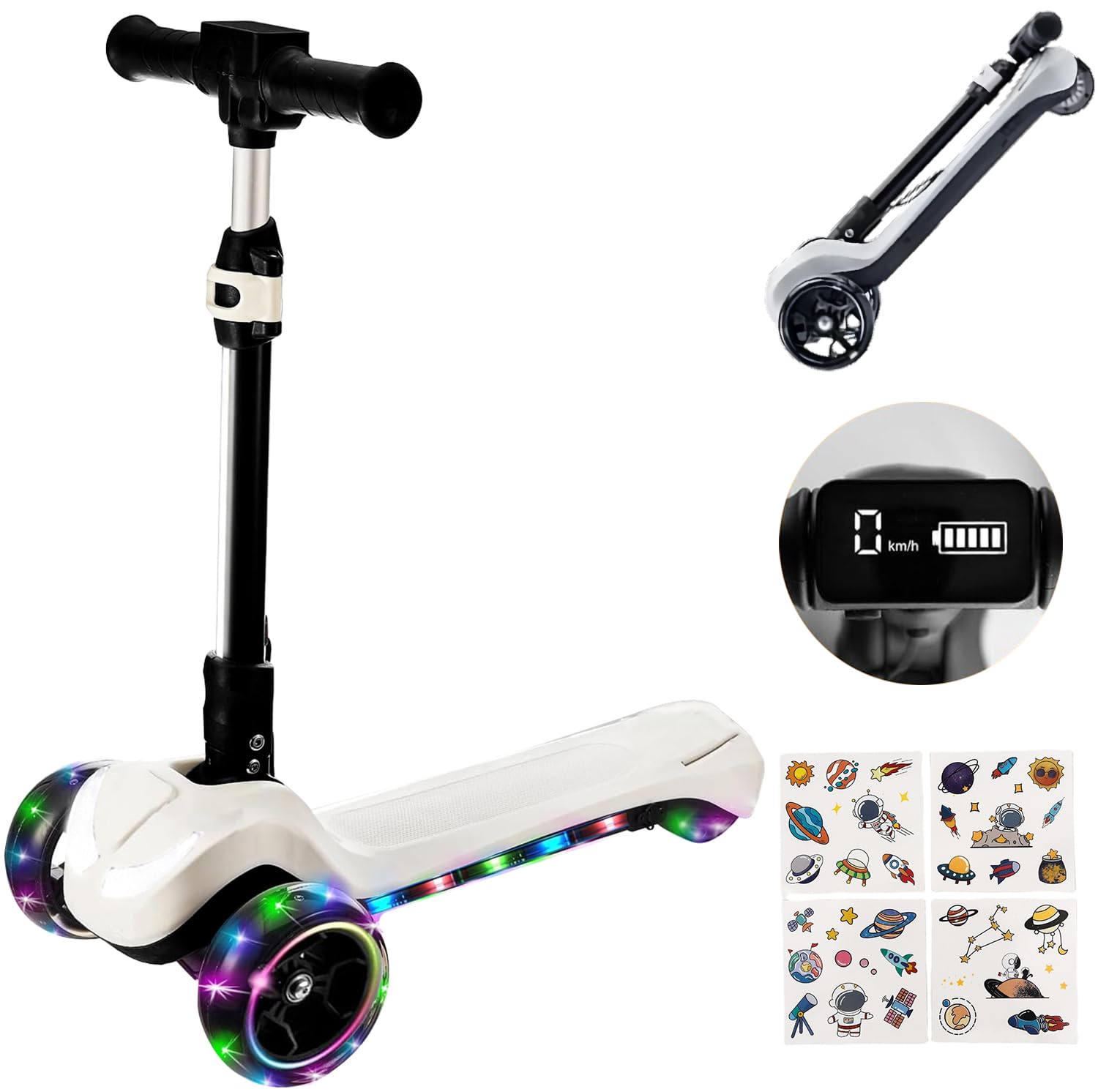3 Wheel Kids Electric Scooter 24V – Foldable, LCD Screen, Light-Up Wheels & Deck