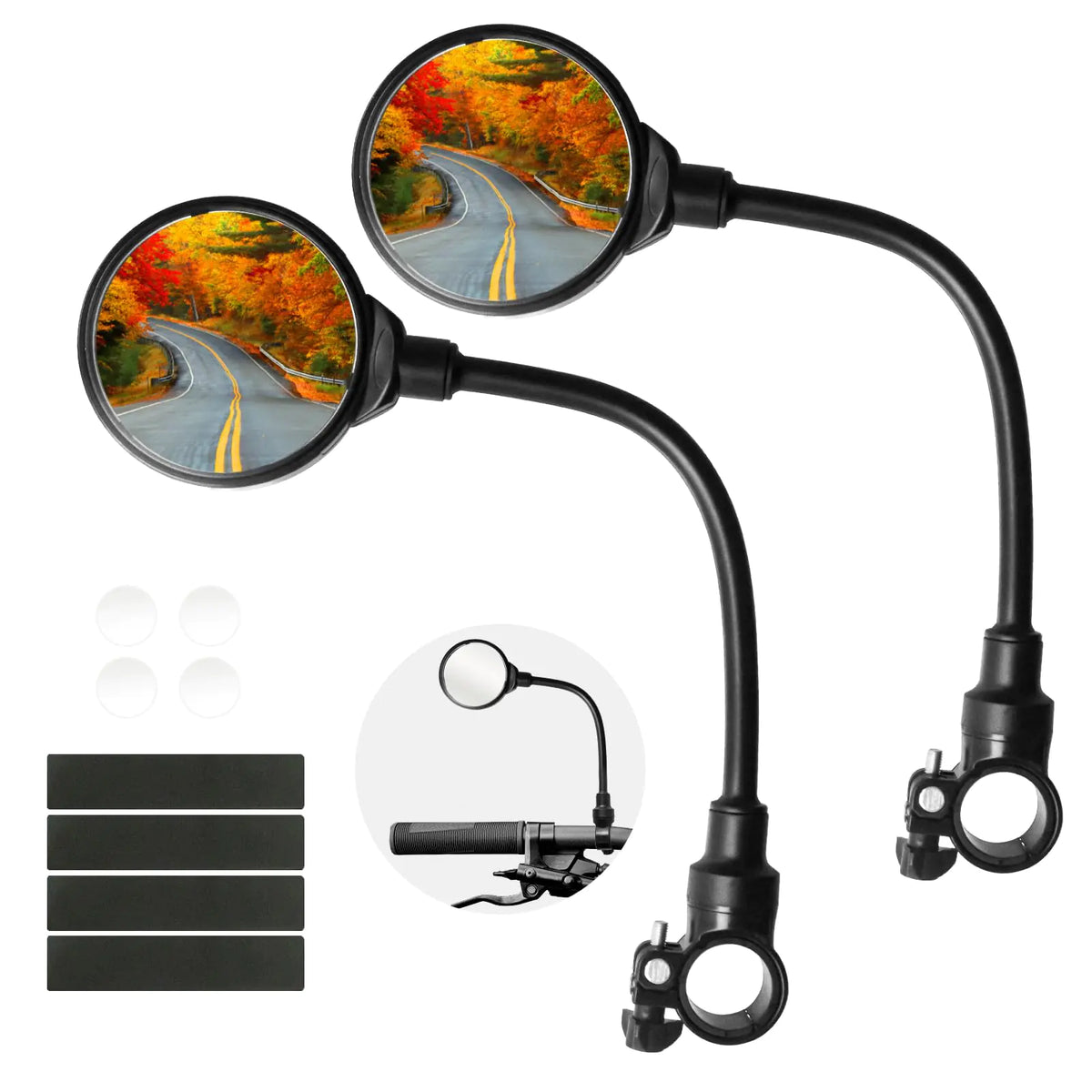 Seelulu Bike Mirror Handlebar Mount Adjustable Rotatable Bicycle Rear View Mirror Wide Angle Acrylic Convex Safety Mirror for Mountain Road Bike (Black-2 piece)