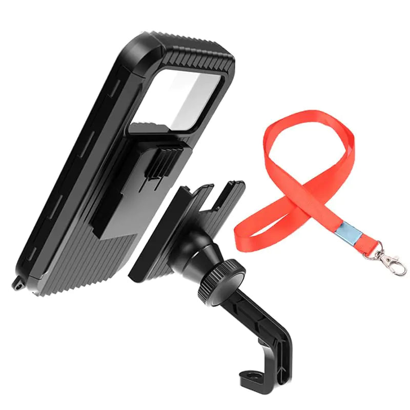 XYAJUANG Detachable Motorcycle Waterproof Phone Holder Bike Phone Mount (with Hanging Rope) ，Base for iPhone Series and More 4.0" – 7.0" Cellphone (Rear View Mirror)