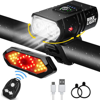 Rechargeable Bike Light Set with Turn Signals & Horn