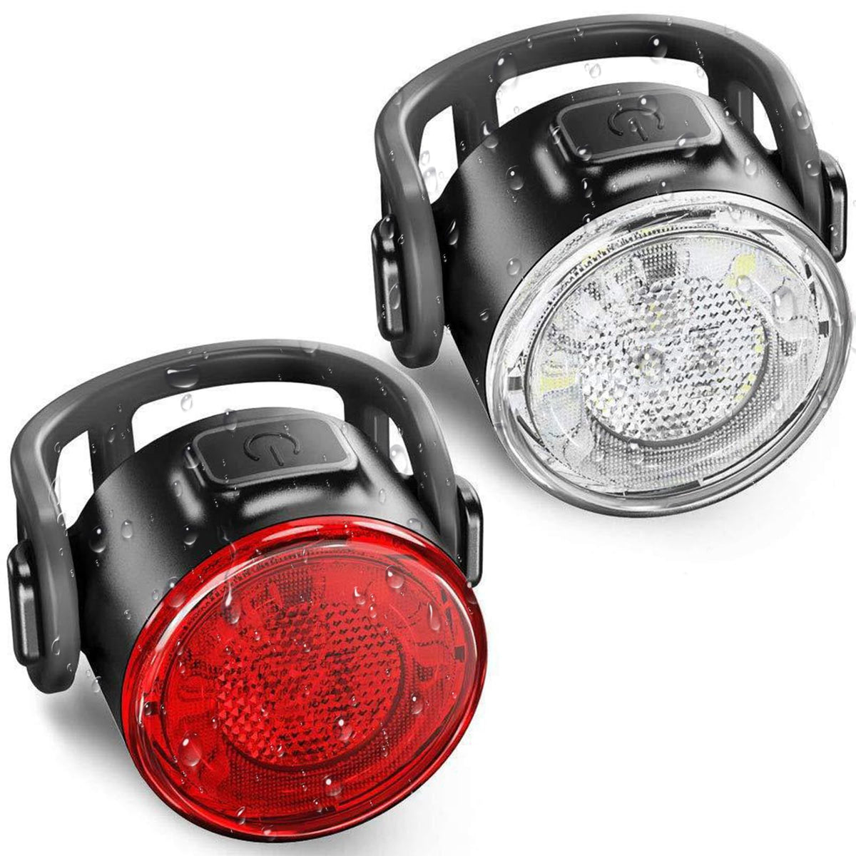 USB Rechargeable Round Front and Rear Bike Lights