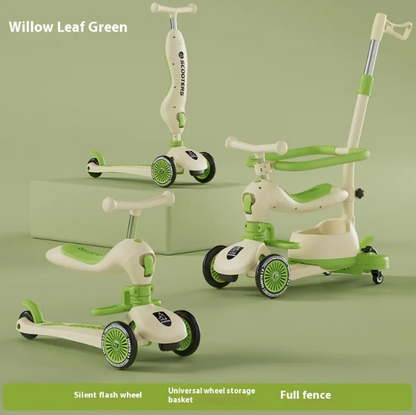 3-in-1 Kids Scooter 0–6 Years – Push, Ride-On & Balance Scooter with Sunshade