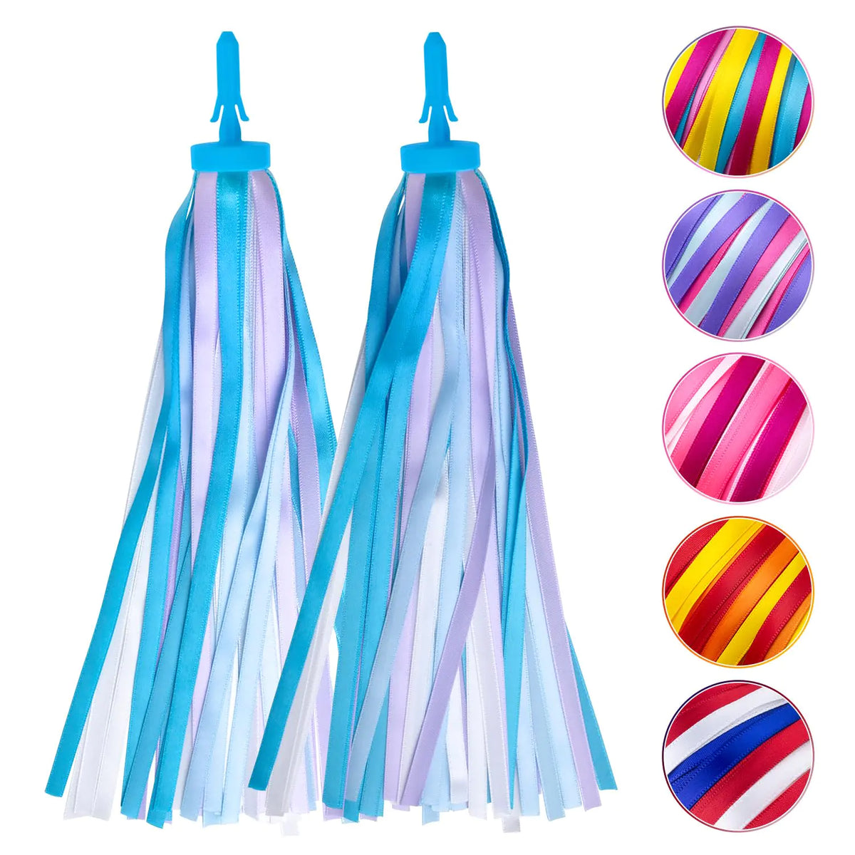 Mlurcu Bike Streamers Bike Tassels for Kids 1 Pair Kids Bike Accessories Scooter Bicycle Tricycle Handlebar Streamers Handle Bar Grips Accessories for Boys and Girls (Blue)