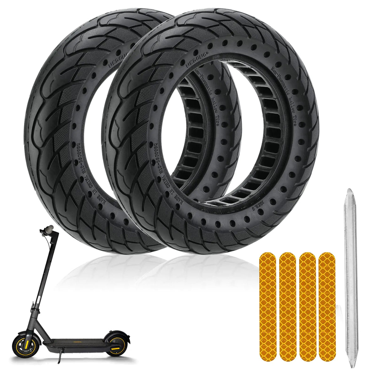 Solid Rubber Tire 10x2.5 Inch for Ninebot Segway MAX G30 G30P G30LP Electric Scooter Honeycomb Explosion-Proof Double Shock Absorption Front/Rear Tire Replacement Accessories 2PCS