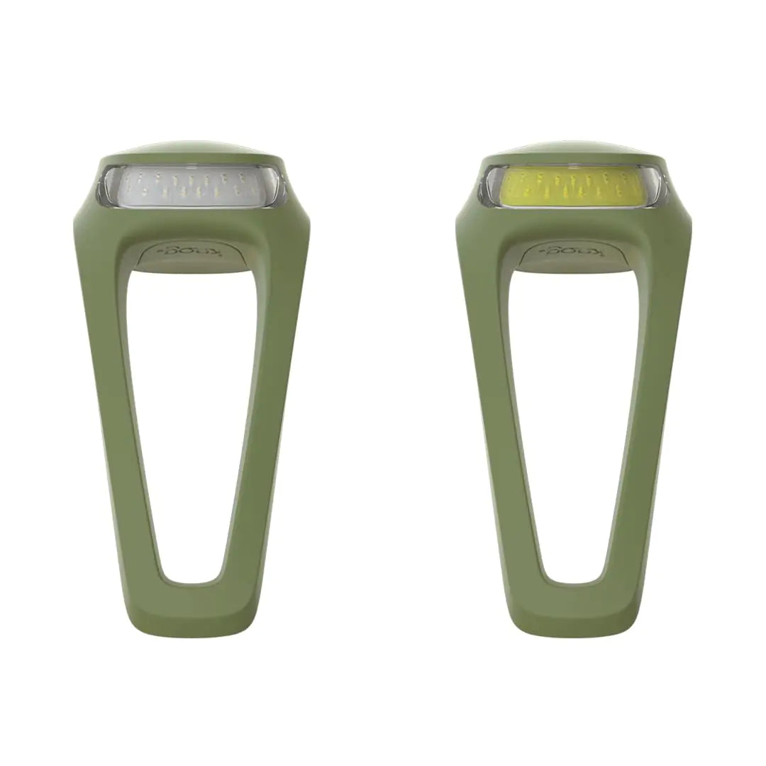 Knog Frog Bike Headlight and Tail Light Set - USB-C Rechargeable Bicycle Light with 40 lumen Front & 20 lumen Rear Output 9 Modes Flexible Mount IP65 Water Resistant Bike Light Army Jacket Green