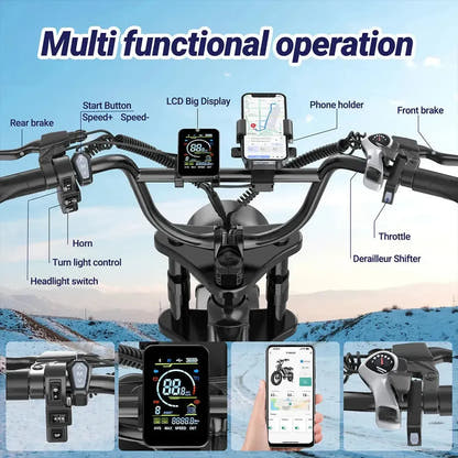 AOVOPRO AP20 Electric Bike Fat Tyre Dual Suspension with Back Seat up to 50 Km/h