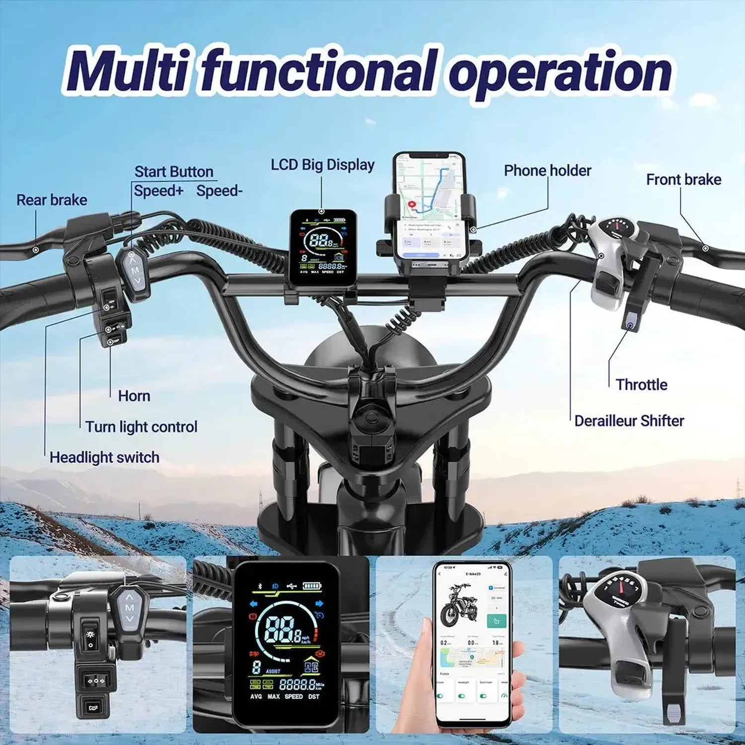AOVOPRO AP20 Electric Bike Fat Tyre Dual Suspension with Back Seat up to 50 Km/h