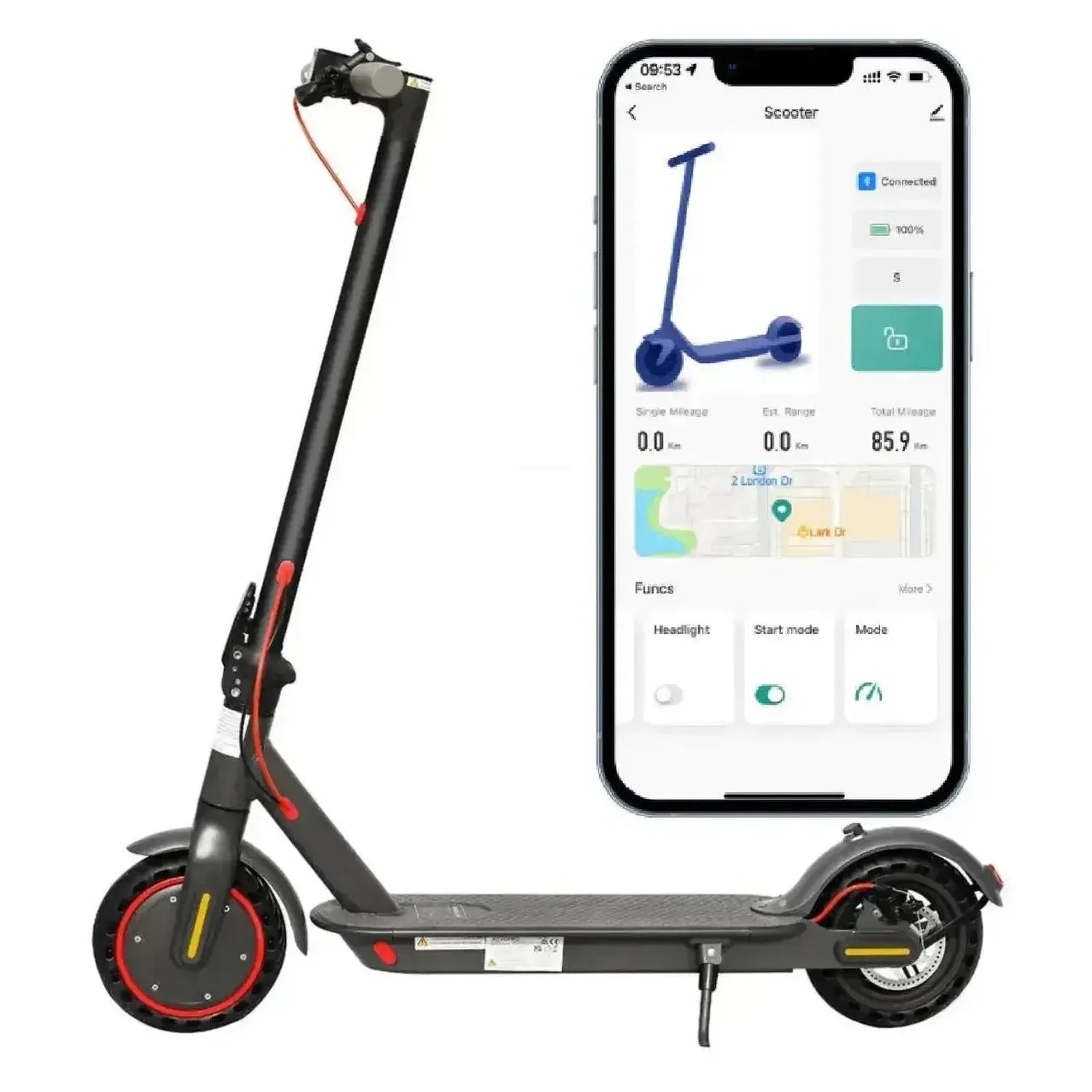 AOVOPRO ES80 Electric Scooter Foldable with App and Solid Tyres Waterproof