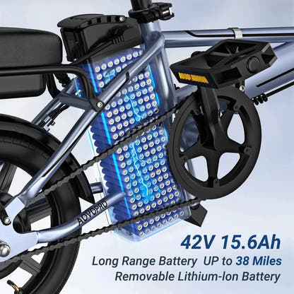AOVOPRO EB60 Foldable Electric Bike Fat Tyre with Dual Suspension up to 35 Km/h