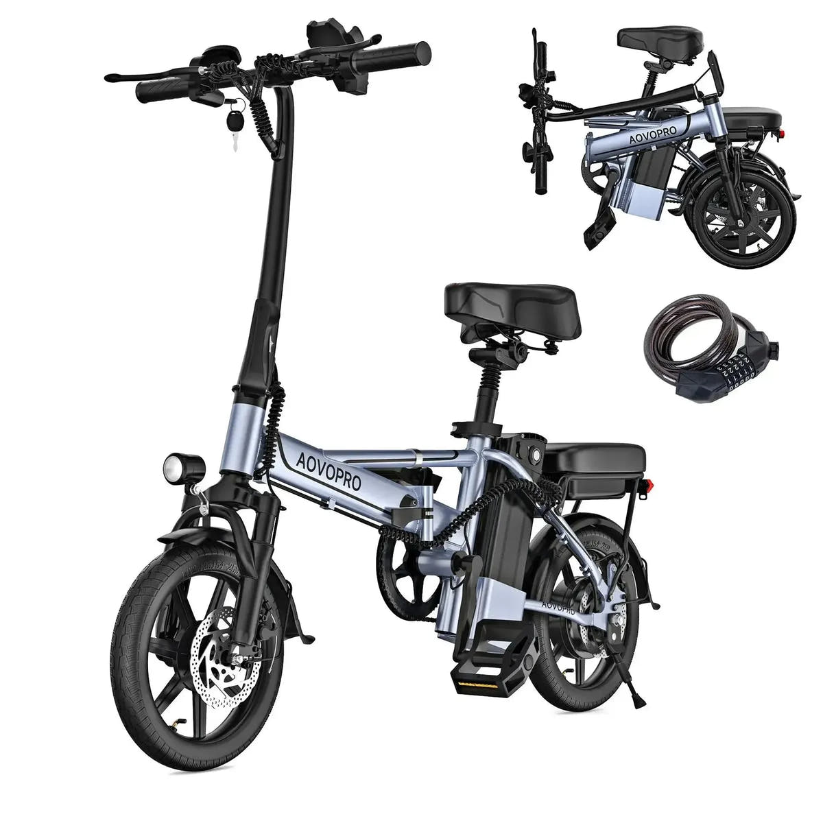 AOVOPRO EB60 Foldable Electric Bike Fat Tyre with Dual Suspension up to 35 Km/h