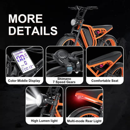 Bluvall SU8 Electric Bike Fat Tyre Long Range Dual Suspension up to 56 Km/h