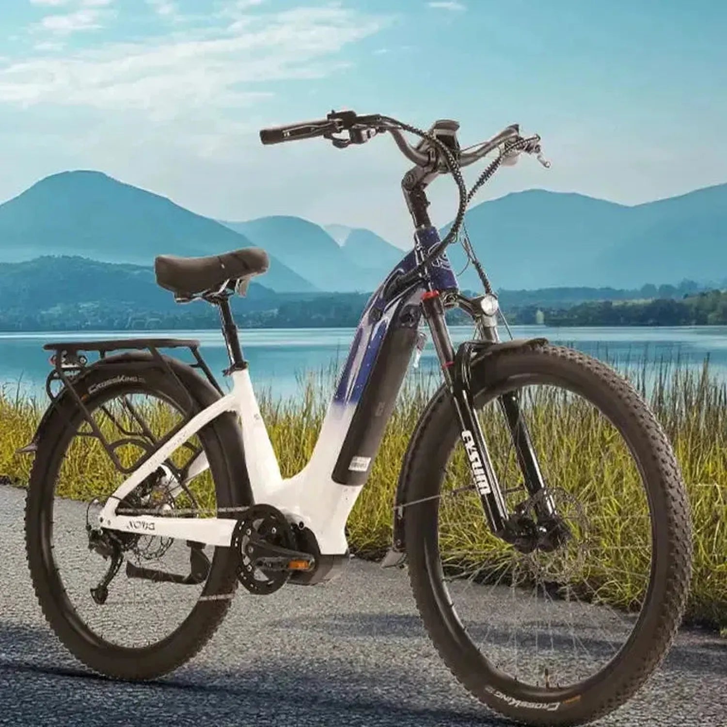 CYSUM Nova Step Through Electric Bike with Rack and Removable Battery up to 42 Km/h