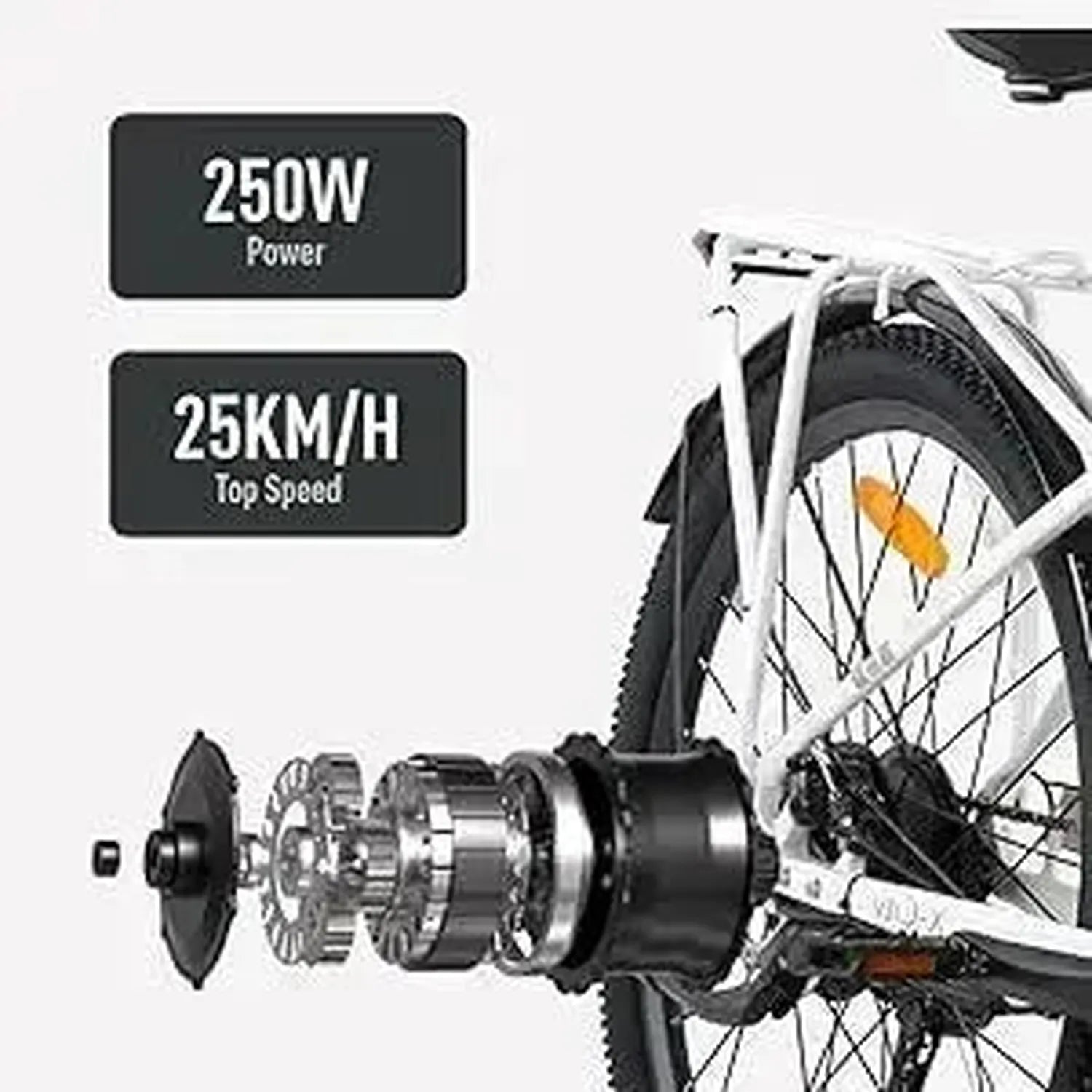 CYSUM X City Step Through Electric Bike with Rear Rack and Mudguards up to 25 Km/h