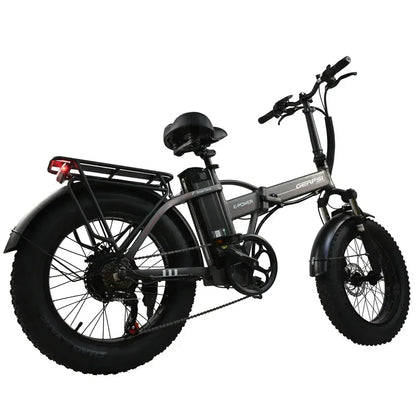 DriveTron DZ2002 Electric Bike – 750W Rear-Hub Motor, 20″ × 4.0″ Fat Tires, 48V 13Ah Battery, Approx. 40 km/h (25 mph) Top Speed, 35–45 km (22–28 mi) Range, Shimano 7-Speed, Mechanical Disc Brakes, Foldable Frame
