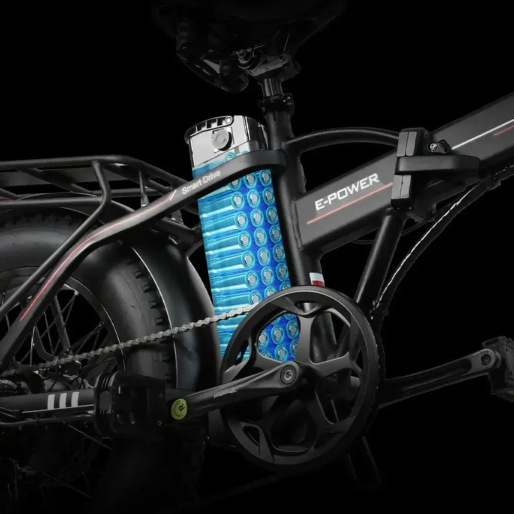DriveTron DZ2002 Electric Bike – 750W Rear-Hub Motor, 20″ × 4.0″ Fat Tires, 48V 13Ah Battery, Approx. 40 km/h (25 mph) Top Speed, 35–45 km (22–28 mi) Range, Shimano 7-Speed, Mechanical Disc Brakes, Foldable Frame