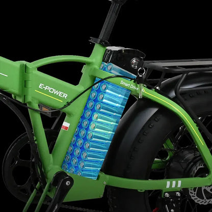 DriveTron DZ2002 Electric Bike – 750W Rear-Hub Motor, 20″ × 4.0″ Fat Tires, 48V 13Ah Battery, Approx. 40 km/h (25 mph) Top Speed, 35–45 km (22–28 mi) Range, Shimano 7-Speed, Mechanical Disc Brakes, Foldable Frame
