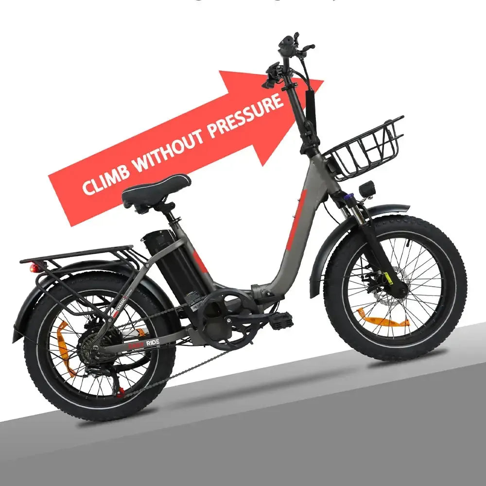 DriveTron DZ2030 Electric Bike – 500W Rear-Hub Motor, 20″ × 4.0″ Fat Tires, 48V 13Ah Battery, Up to 40 km/h (25 mph), 35–45 km (22–28 mi) Range, Shimano 7-Speed, Folding Frame, Rear LED Light