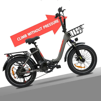 DriveTron DZ2030 Electric Bike – 500W Rear-Hub Motor, 20″ × 4.0″ Fat Tires, 48V 13Ah Battery, Up to 40 km/h (25 mph), 35–45 km (22–28 mi) Range, Shimano 7-Speed, Folding Frame, Rear LED Light