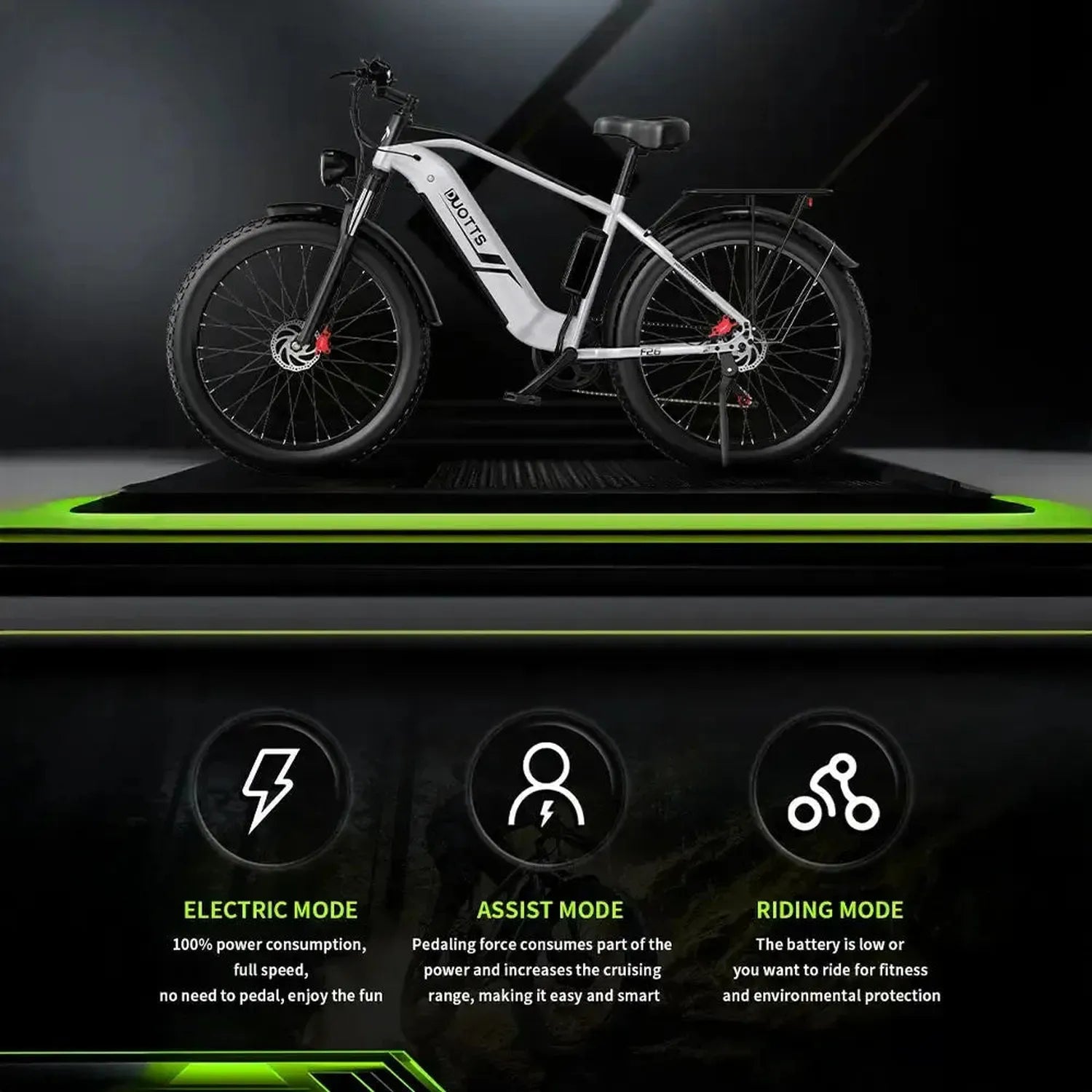 DUOTTS F26 Electric Bike Fat Tyre with Hydraulic Brakes and Bluetooth up to 60 Km/h
