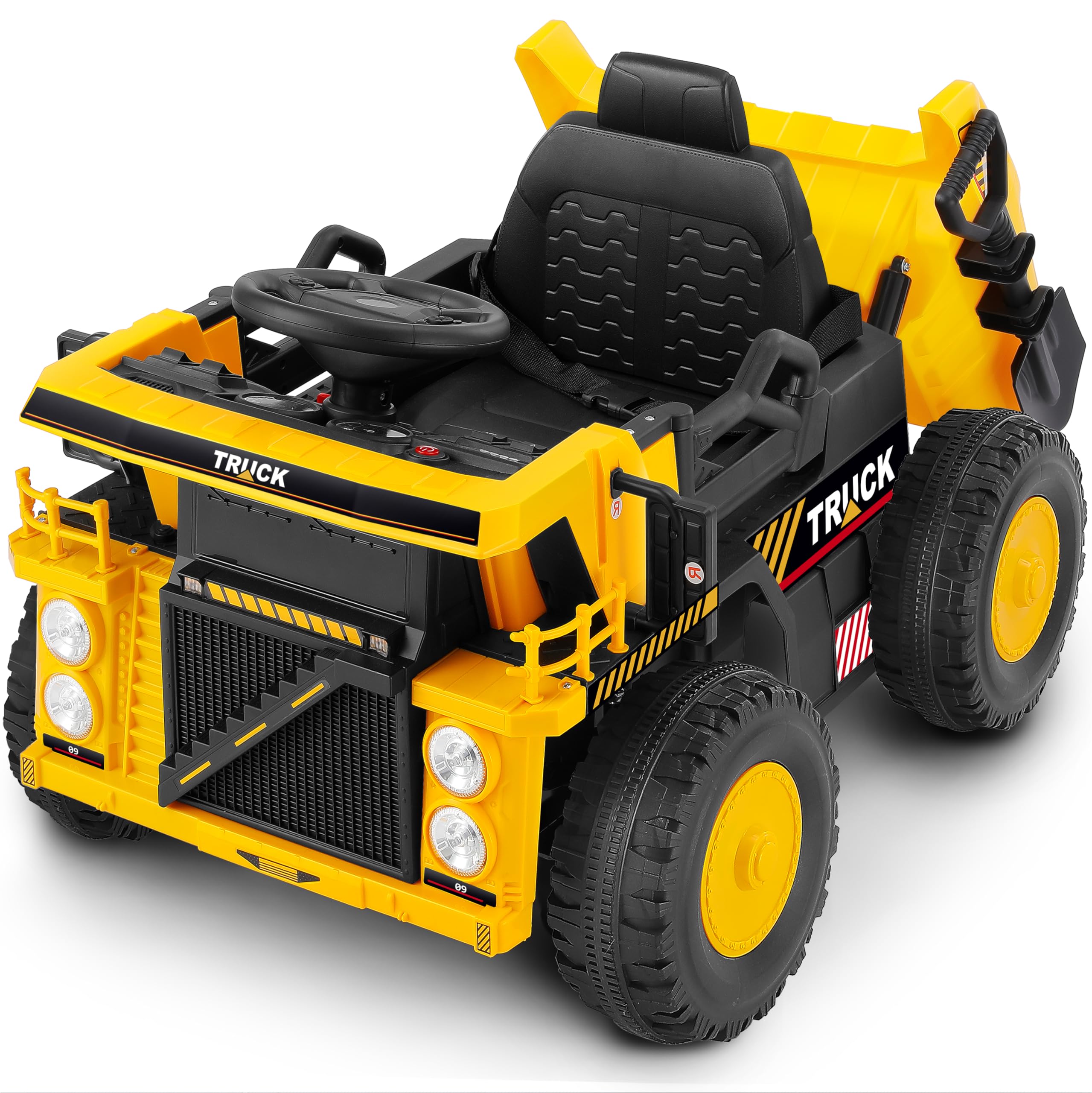 ELEMARA 12V Kids Ride On Dump Truck – Remote Control, Dump Bed & Bluetooth
