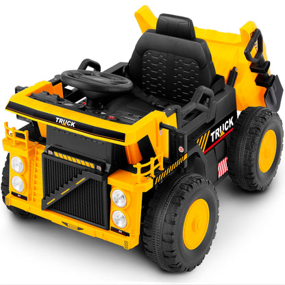 ELEMARA 12V Kids Ride On Dump Truck – Remote Control, Dump Bed & Bluetooth