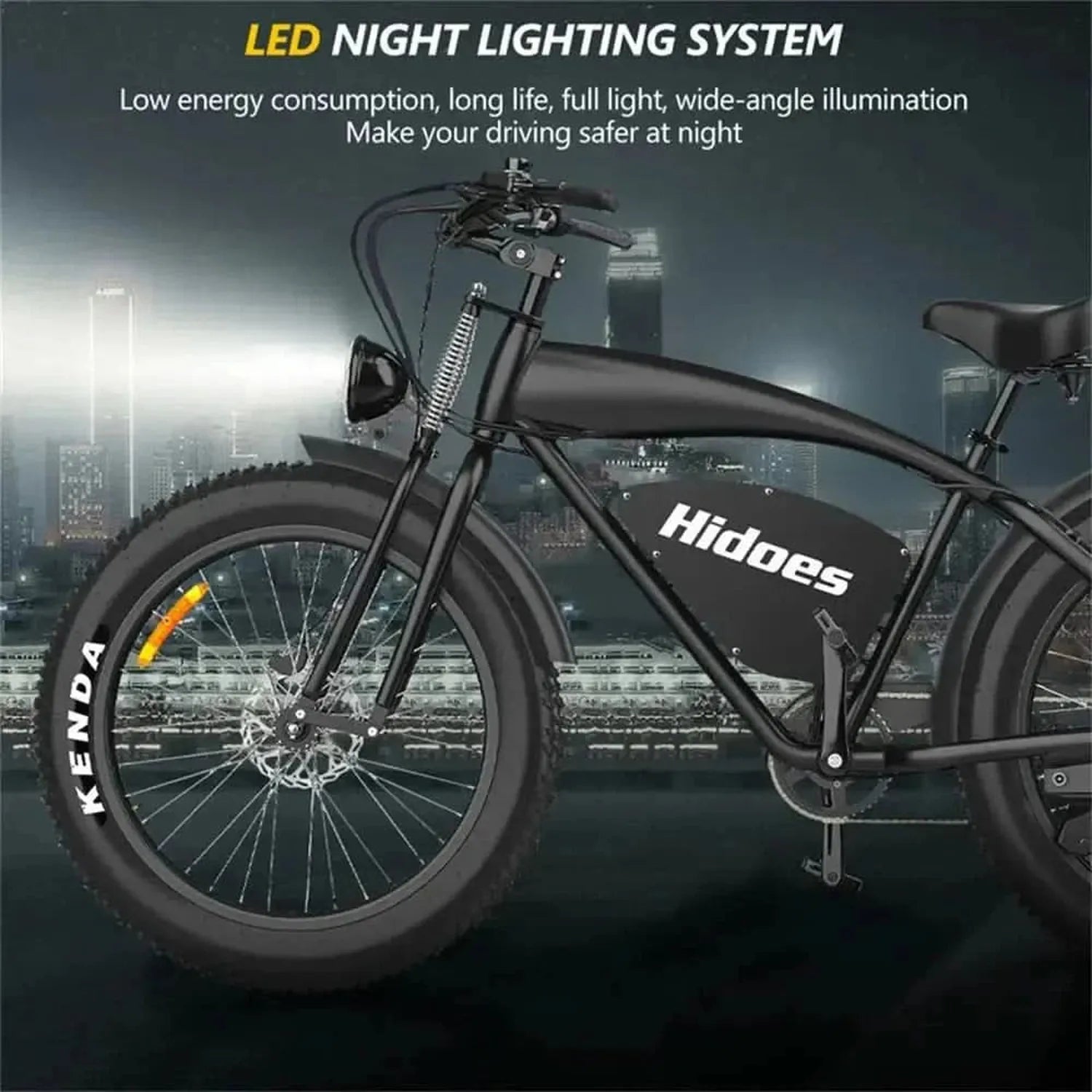 Hidoes B3 Electric Bike Fat Tyre Cruiser Long Range with Suspension up to 60 Km/h