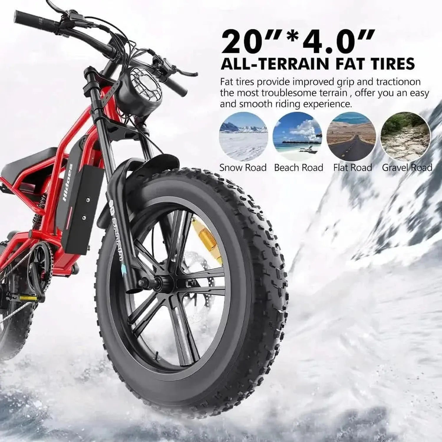 Hidoes B6 Electric Bike Fat Tyre Cruiser Long Range with Suspension up to 50 Km/h