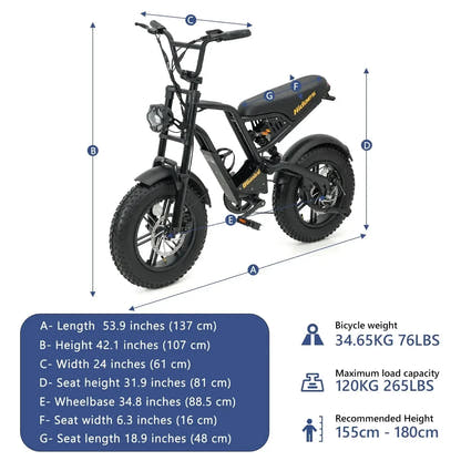 Hidoes B6 Mini Electric Bike for Kids & Teens Fat Tyre Cruiser up to 35 Km/h