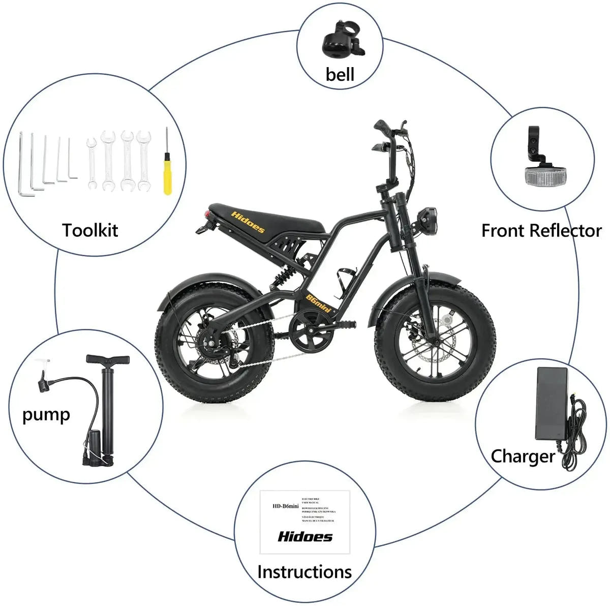 Hidoes B6 Mini Electric Bike for Kids & Teens Fat Tyre Cruiser up to 35 Km/h