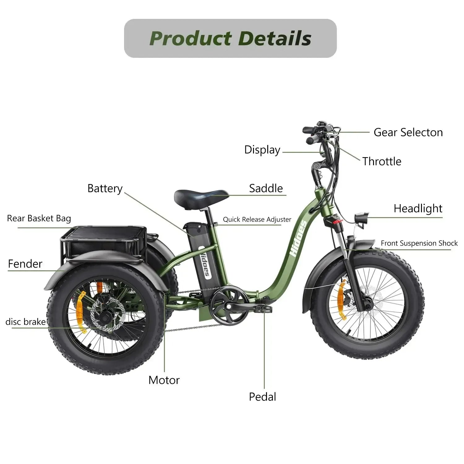 Hidoes ET1 Electric Bike Tricycle