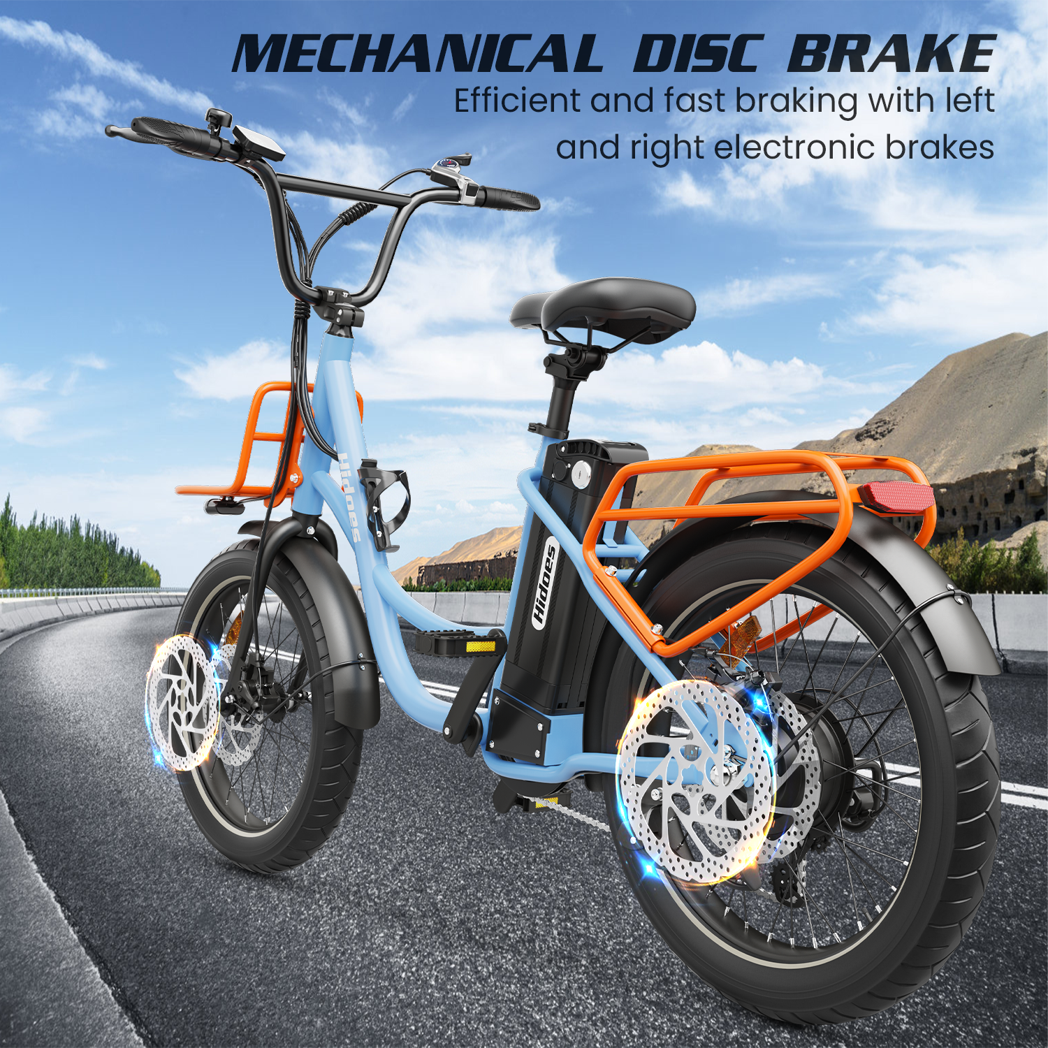 Hidoes C6 Folding Electric Bike – 250 W Rear Hub Motor, 36 V 13 Ah Battery, 20″×3.0″ Fat Tires, 18.6 mph (30 km/h) Top Speed, 18.6–21.7 mi (30–35 km) Range, 7-Speed Shimano Gears, Full Suspension Frame - 2025 Edition – Current Market Release