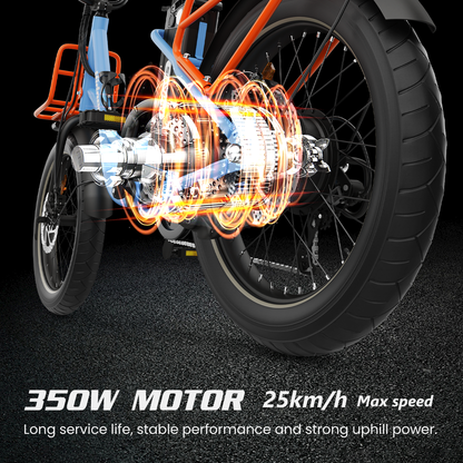 Hidoes C6 Folding Electric Bike – 250 W Rear Hub Motor, 36 V 13 Ah Battery, 20″×3.0″ Fat Tires, 18.6 mph (30 km/h) Top Speed, 18.6–21.7 mi (30–35 km) Range, 7-Speed Shimano Gears, Full Suspension Frame - 2025 Edition – Current Market Release