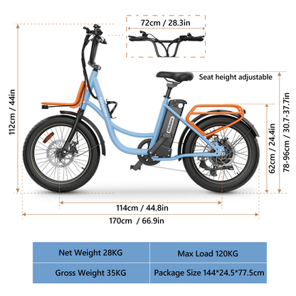 Hidoes C6 Folding Electric Bike – 250 W Rear Hub Motor, 36 V 13 Ah Battery, 20″×3.0″ Fat Tires, 18.6 mph (30 km/h) Top Speed, 18.6–21.7 mi (30–35 km) Range, 7-Speed Shimano Gears, Full Suspension Frame - 2025 Edition – Current Market Release