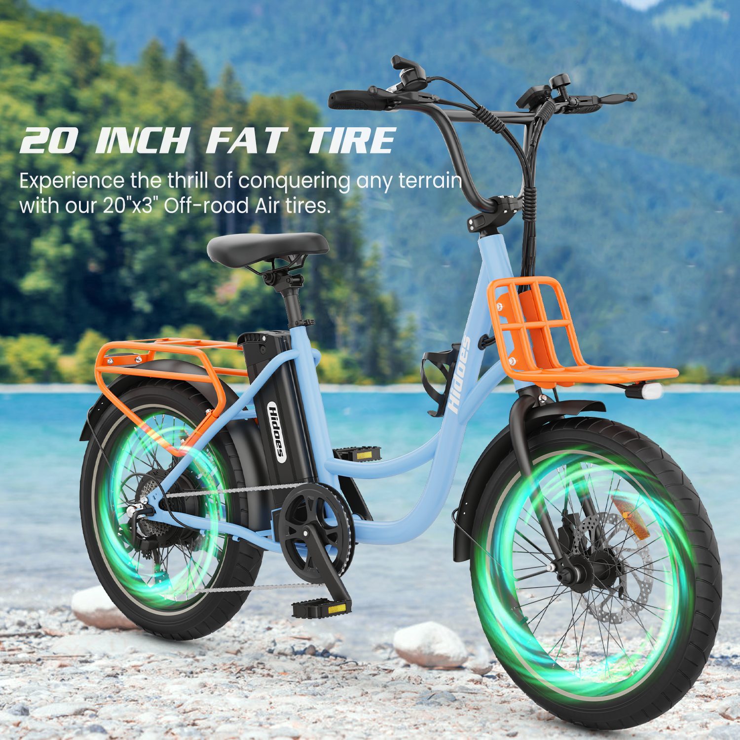 Hidoes C6 Folding Electric Bike – 250 W Rear Hub Motor, 36 V 13 Ah Battery, 20″×3.0″ Fat Tires, 18.6 mph (30 km/h) Top Speed, 18.6–21.7 mi (30–35 km) Range, 7-Speed Shimano Gears, Full Suspension Frame - 2025 Edition – Current Market Release
