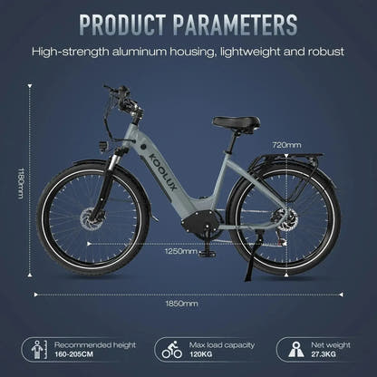 Koolux X2 Electric Bike Long Range Commuter with Suspension and Lights up to 45 Km/h