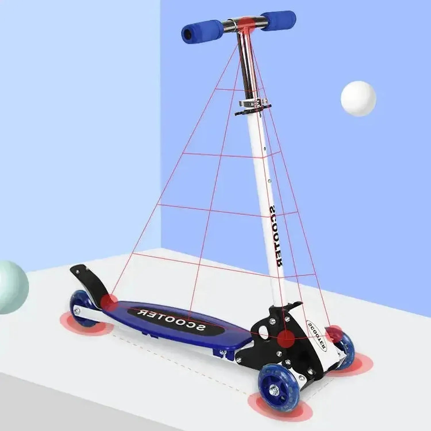 Kids 3 Wheel Balance Scooter Foldable Stable Ride for Ages 3 to 6