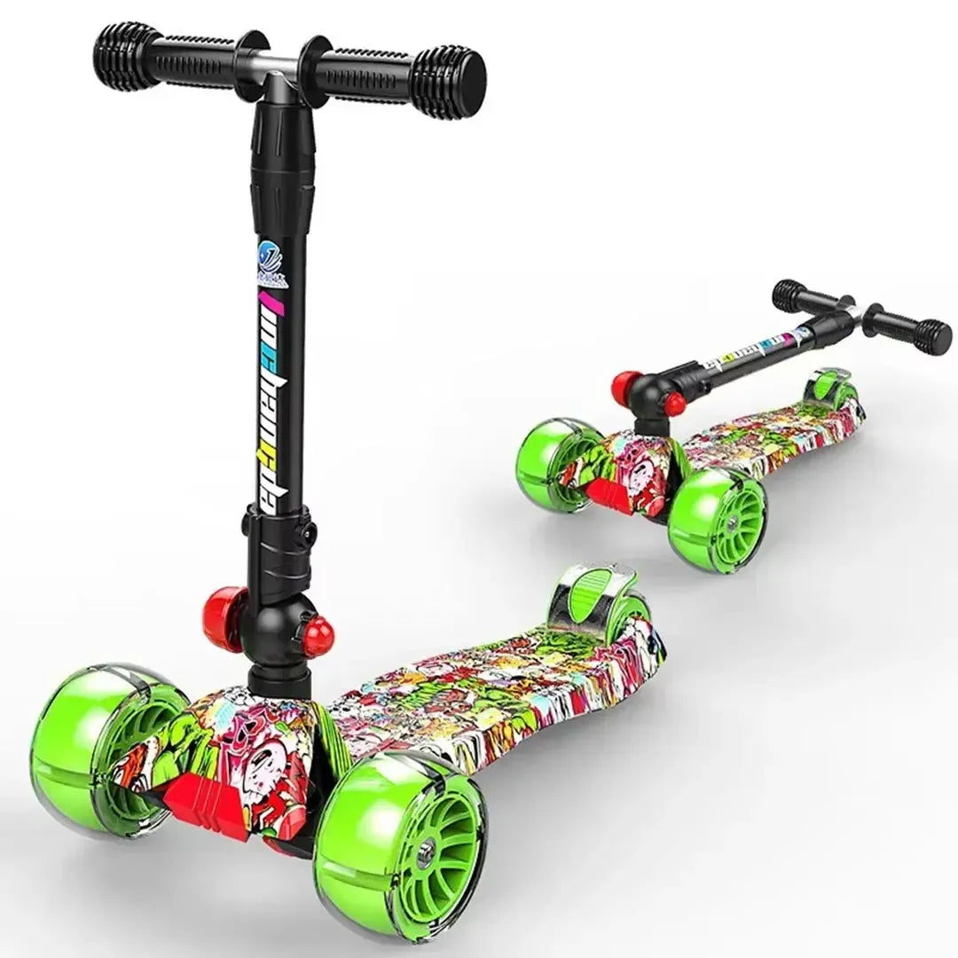 Kids Foldable Graffiti Scooter with Wide Wheels
