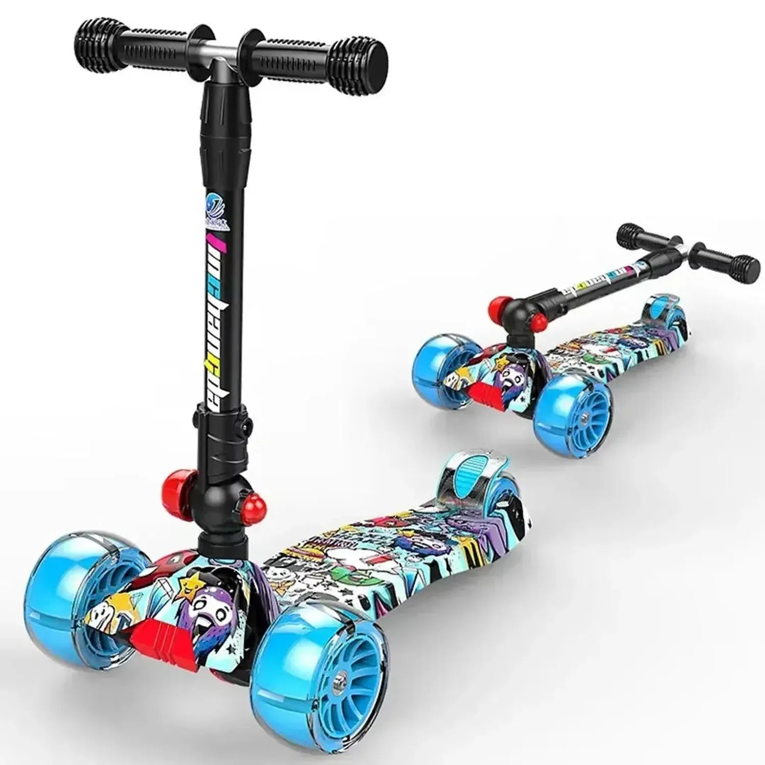 Kids Foldable Graffiti Scooter with Light Up Wheels for Ages 3 to 8