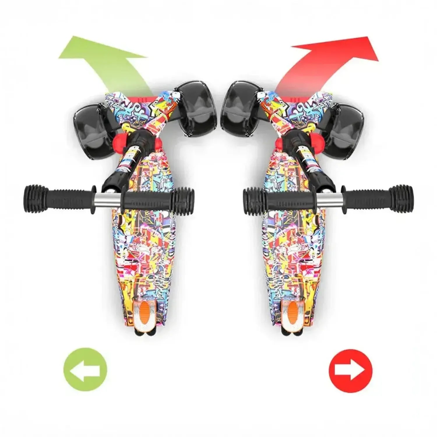 Kids Foldable Graffiti Scooter with Light Up Wheels for Ages 3 to 8