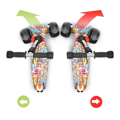 Kids Foldable Graffiti Scooter with Wide Wheels