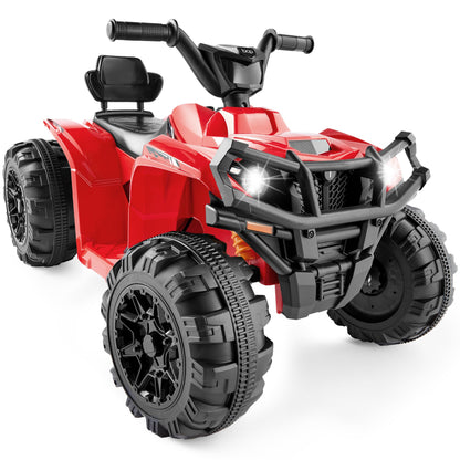 Kids 12V Ride-On ATV Quad – Bluetooth, Lights, 2.4MPH (Red)