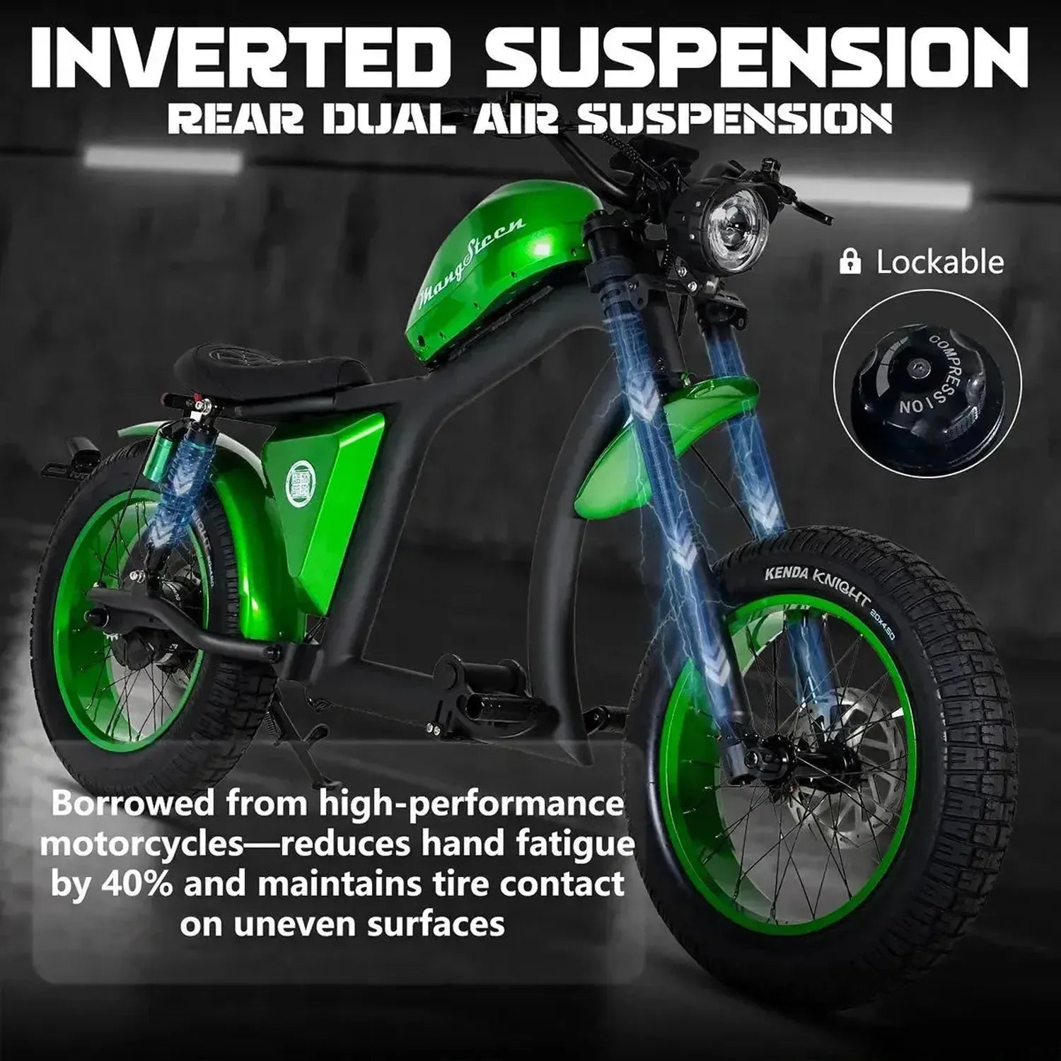 Mangosteen FT02 Electric Bike Chopper Style Long Range Cruiser up to 50 Km/h