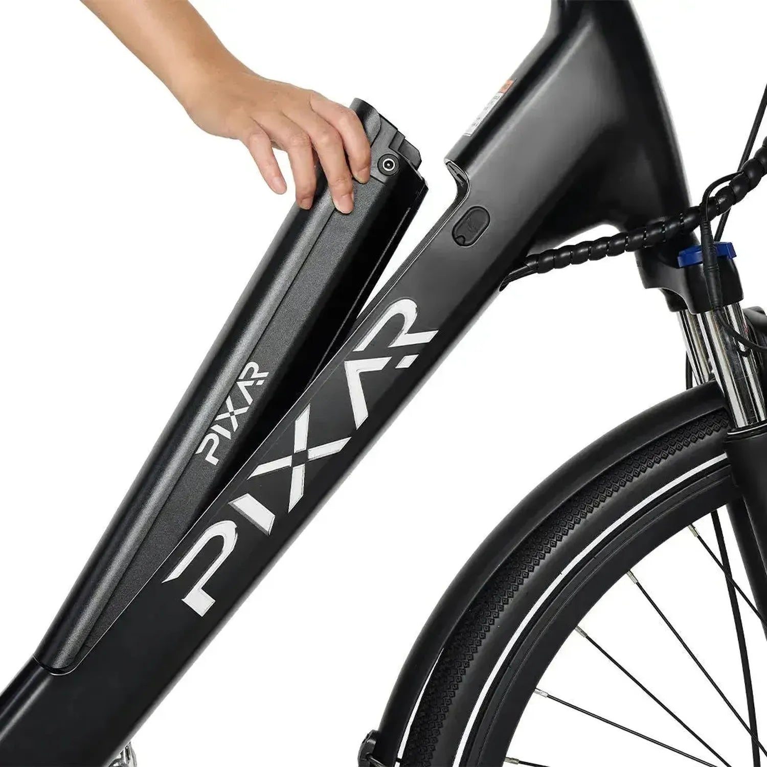 PIXAR City1 Electric Bike 700C Commuter with Rear Rack and LED Lights up to 32 Km/h